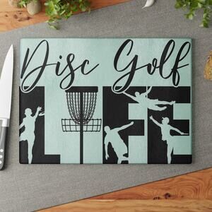 Disc Golf Life Glass Cutting Board Discgolf Discgolfer Gift